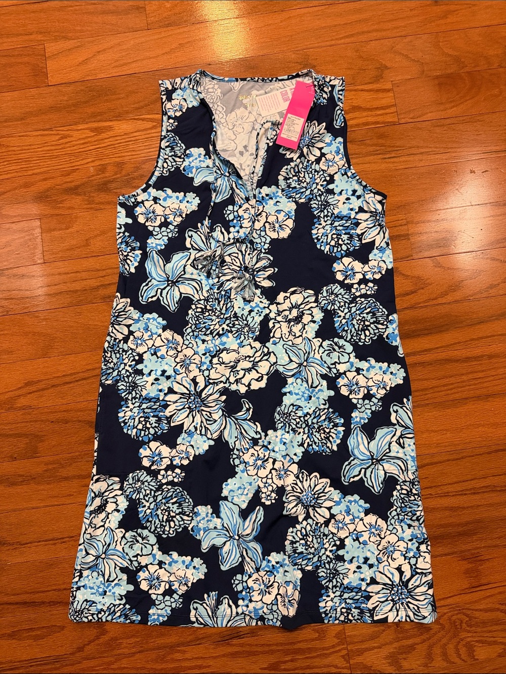Lilly Pulitzer Navy, White & Light Blue Floral Coverup dress